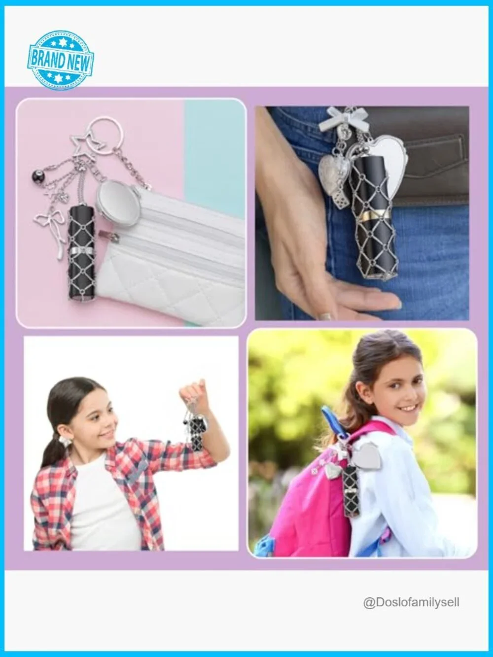 Y2K Mirror Lipstick Case Keychain Holder Kawaii Lip Gloss Bag Purse Organizer
